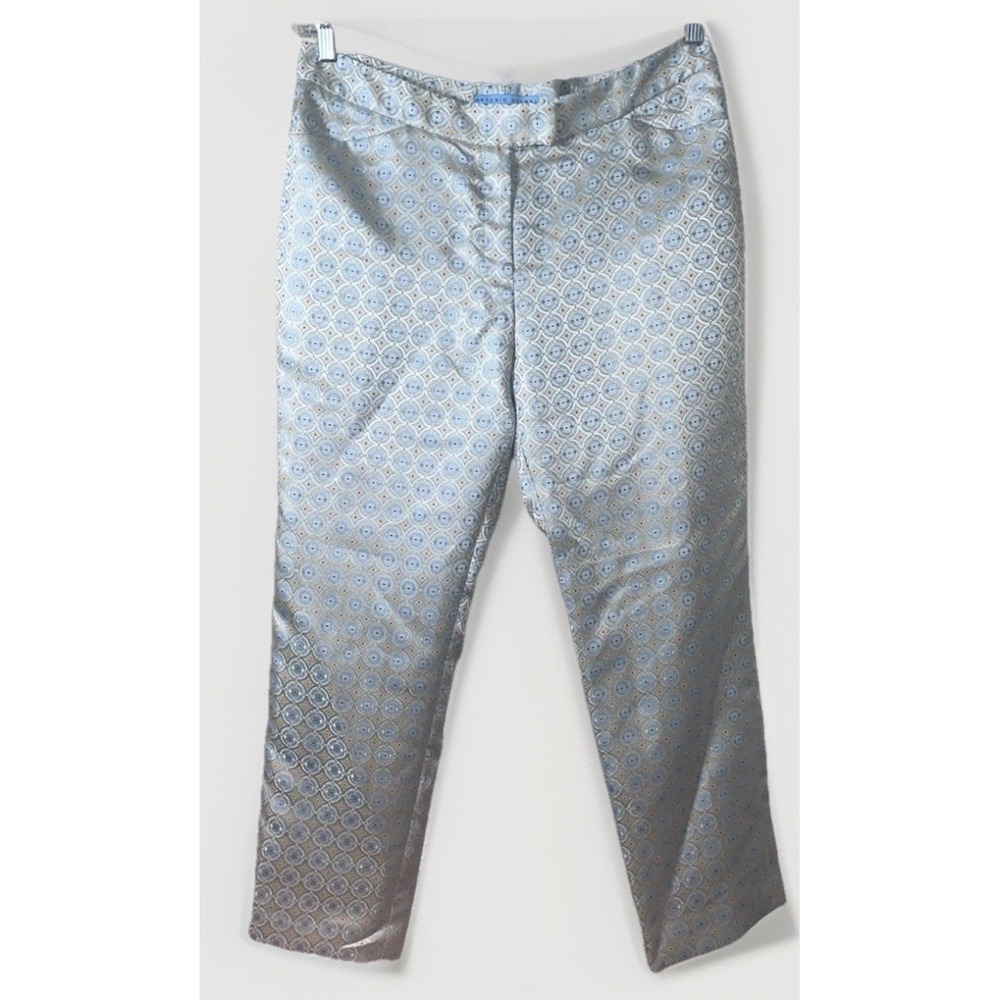 Antonio Melani Silver Ikat Maxie Pant NWT Women's Size 10 34"x23" Cropped Satin
